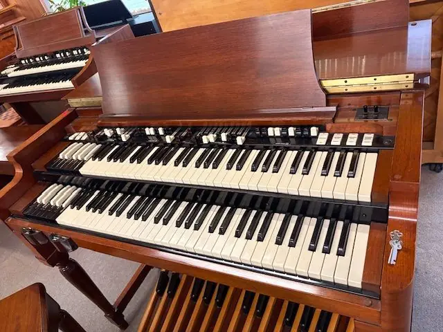 Hammond organ drawbars and manuals, close detail