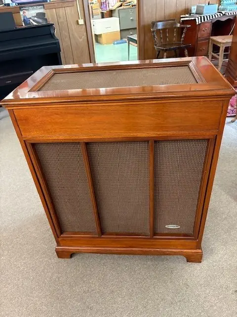 Close detail of a Hammond tone cabinet's grille cloth